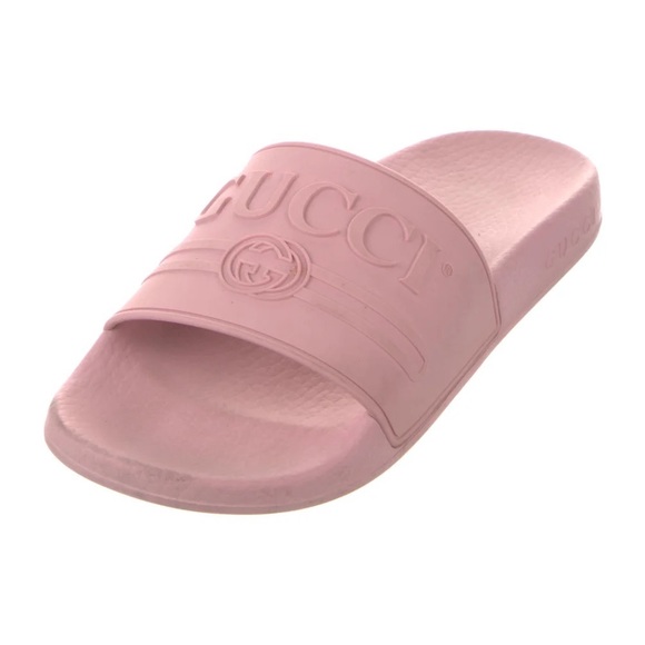 Authentic Gucci Women's Logo Slide Sandals in Pink - Picture 8 of 9